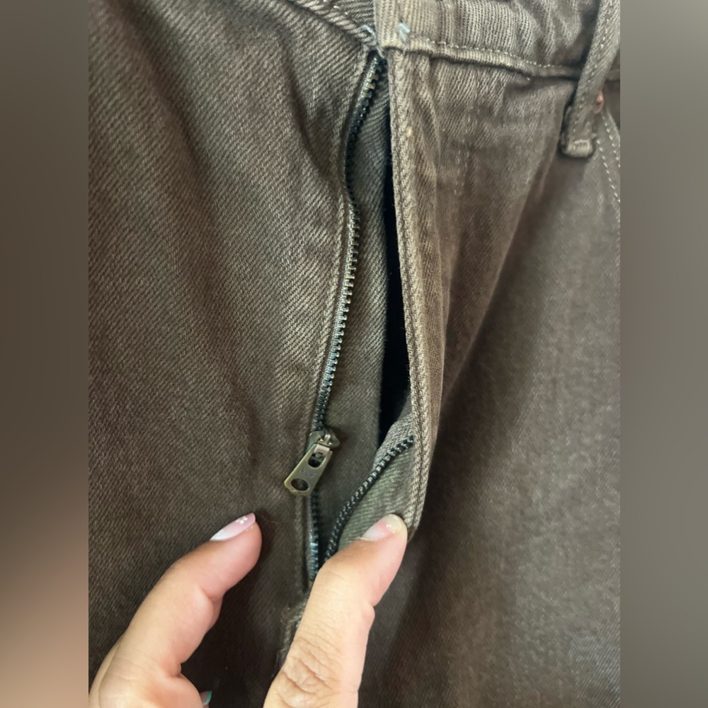 Abercrombie & Fitch Olive Green High-Rise Straight Jeans - Picture 4 of 6